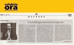 "Il Sud di Bongiovanni sbarca in Argentina" - Calabria Ora - 31 maggio 2012