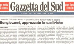 Bongiovanni, apprezzate le sue liriche - Gazzetta del Sud - 19 novembre 2006