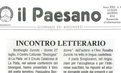 "Incontro letterario" - Il Paesano - luglio/agosto 2012 - Anno XXII  N. 4