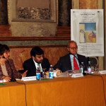 Presentazione di A sud delle cose - Complesso Monumentale San Michele a Ripa - Roma - 2006 (da sx: Maria Rita Sanzi Di Mino, Nuccio Iovene, Medardo Macori)