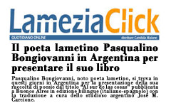 Il poeta lametino Pasqualino Bongiovanni in Argentina per presentare il suo libro - Lamezia Click - 1 agosto 2012