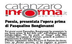 Poesia, presentata l'opera prima di Pasqualino Bongiovanni - Catanzaro informa - 08 Agosto 2014